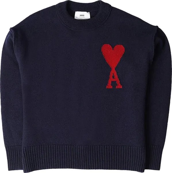 Свитер Ami Large Heart 'Blue/Red', синий