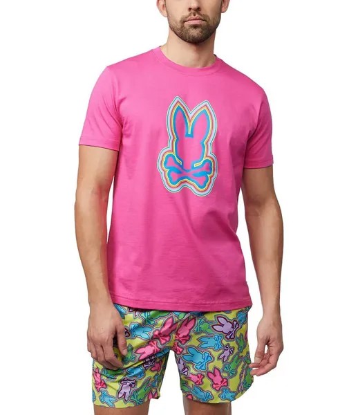 Футболка с короткими рукавами и рисунком Psycho Bunny Maybrook, розовый