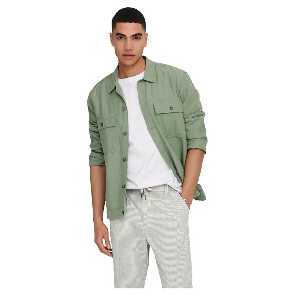 Рубашка Only & Sons Long Sleeve Kennet Life Linen, зеленый