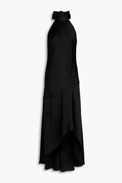 Платье макси из шелкового шармеза с вырезом халтер Frame, черный