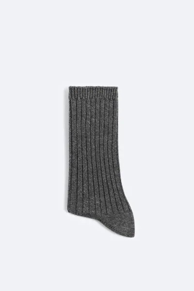 Ребристые фактурные носки ZARA, антрацитовый серый