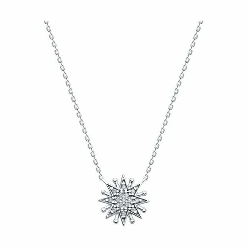 Колье Diamant, серебро, 925 проба, родирование, фианит, длина 43 см.