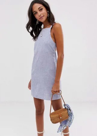 Хлопковый сарафан мини в полоску с пряжкой на спине ASOS DESIGN-Мульти