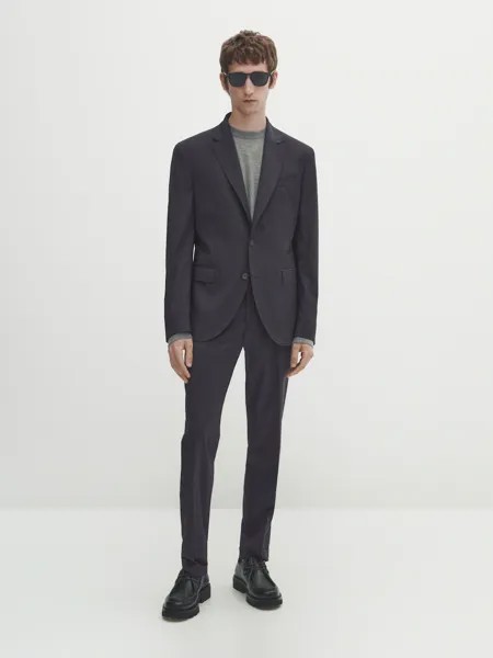 Пиджак из шерсти super 120's Massimo Dutti, серый