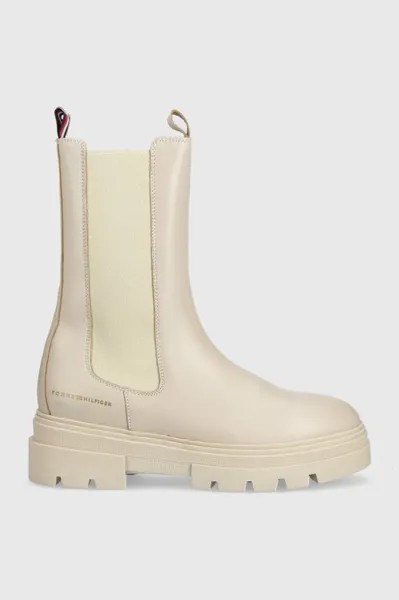 Монохромные кожаные ботинки челси Chelsea Boot Tommy Hilfiger, бежевый