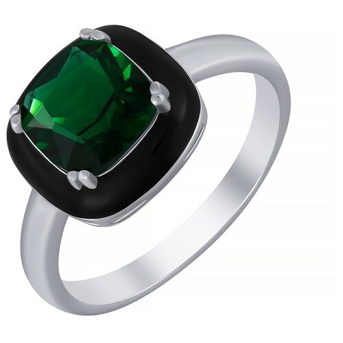 Кольцо ELEMENT47, серебро, 925 проба, фианит, эмаль