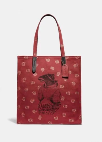Оригинальная холщовая большая сумка-кошелек Coach LNY Red Apple с модом Randy The Rat. 79303