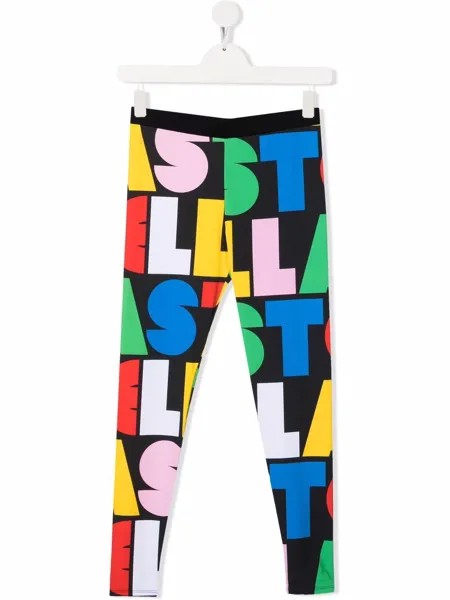 Stella McCartney Kids легинсы в стиле колор-блок с логотипом