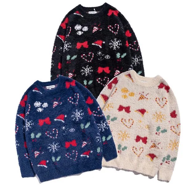 Мужские пуловеры 2021, свитера, Рождественская уличная одежда с символом, пушистый вязаный Свитер оверсайз в стиле Харадзюку с круглым вырезо...