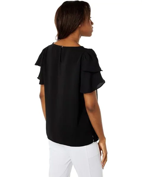 Блуза Vince Camuto Short Sleeve Tiered Sleeve Crinkle Gauze Blouse, цвет Rich Black