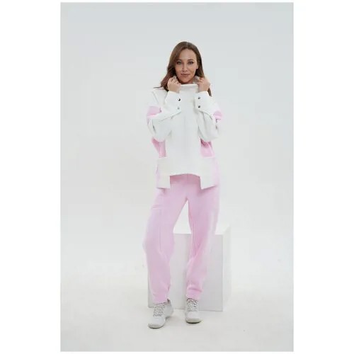 Костюм Натали, худи и брюки, повседневный стиль, оверсайз, капюшон, карманы, размер 48, розовый