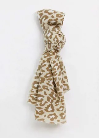 Длинный шарф с леопардовым принтом ASOS DESIGN-Многоцветный