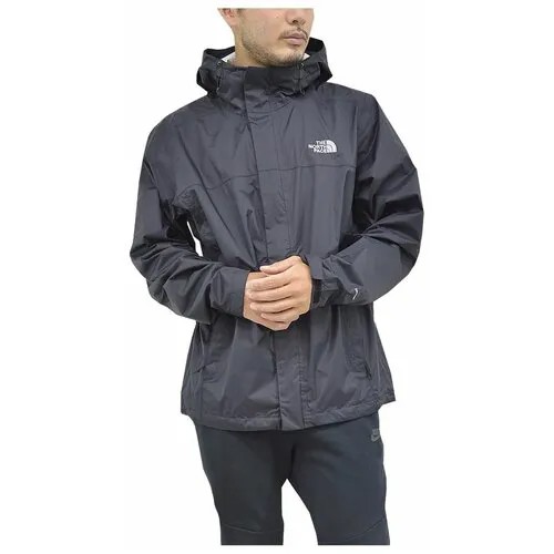 Куртка ветровка The North Face M мужская черная с капюшоном на молнии Venture 2 Dryvent Waterproof Hooded Rain Jacket Black White