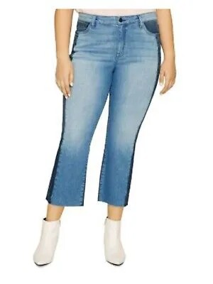 Женские синие эластичные укороченные джинсы SANCTUARY с карманами на молнии и необработанным краем плюс 18W