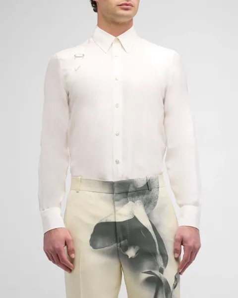 Мужская классическая рубашка из шелкового атласа Alexander McQueen, цвет Natural