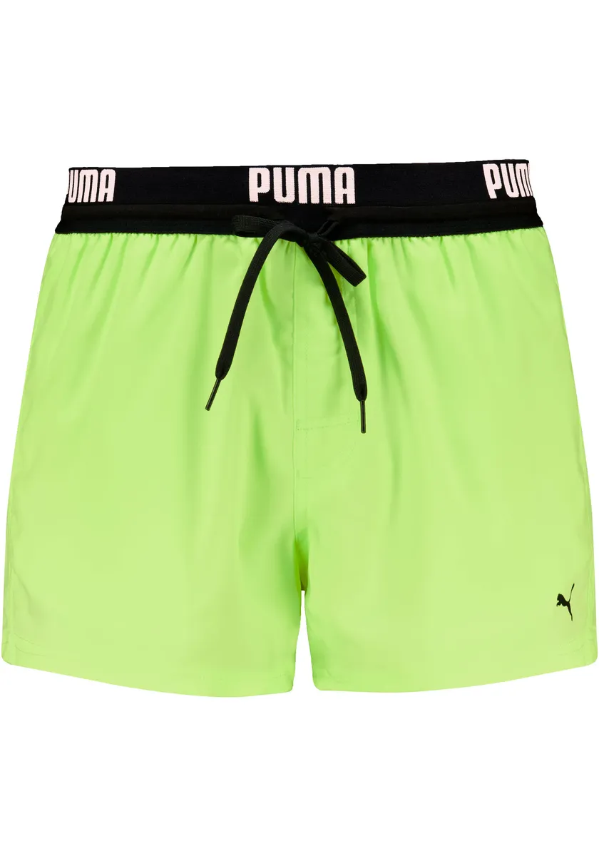 Купальные шорты PUMA с принтом на поясе, цвет Yellow Alert