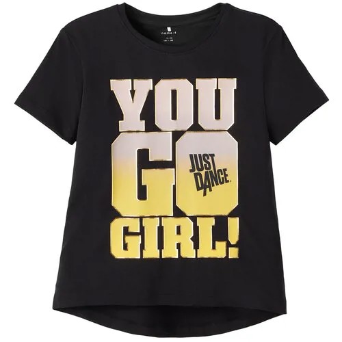 Name it, футболка для девочки, Цвет: черный, размер: 122-128