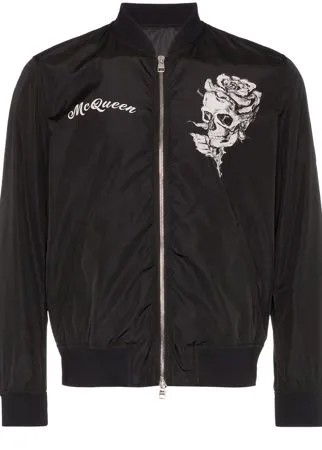 Alexander McQueen куртка-бомбер с принтом Skull и логотипом