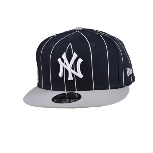 Мужская бейсболка Snapback New Era New York Yankees Pin Stripe 9Fifty темно-серо-белая