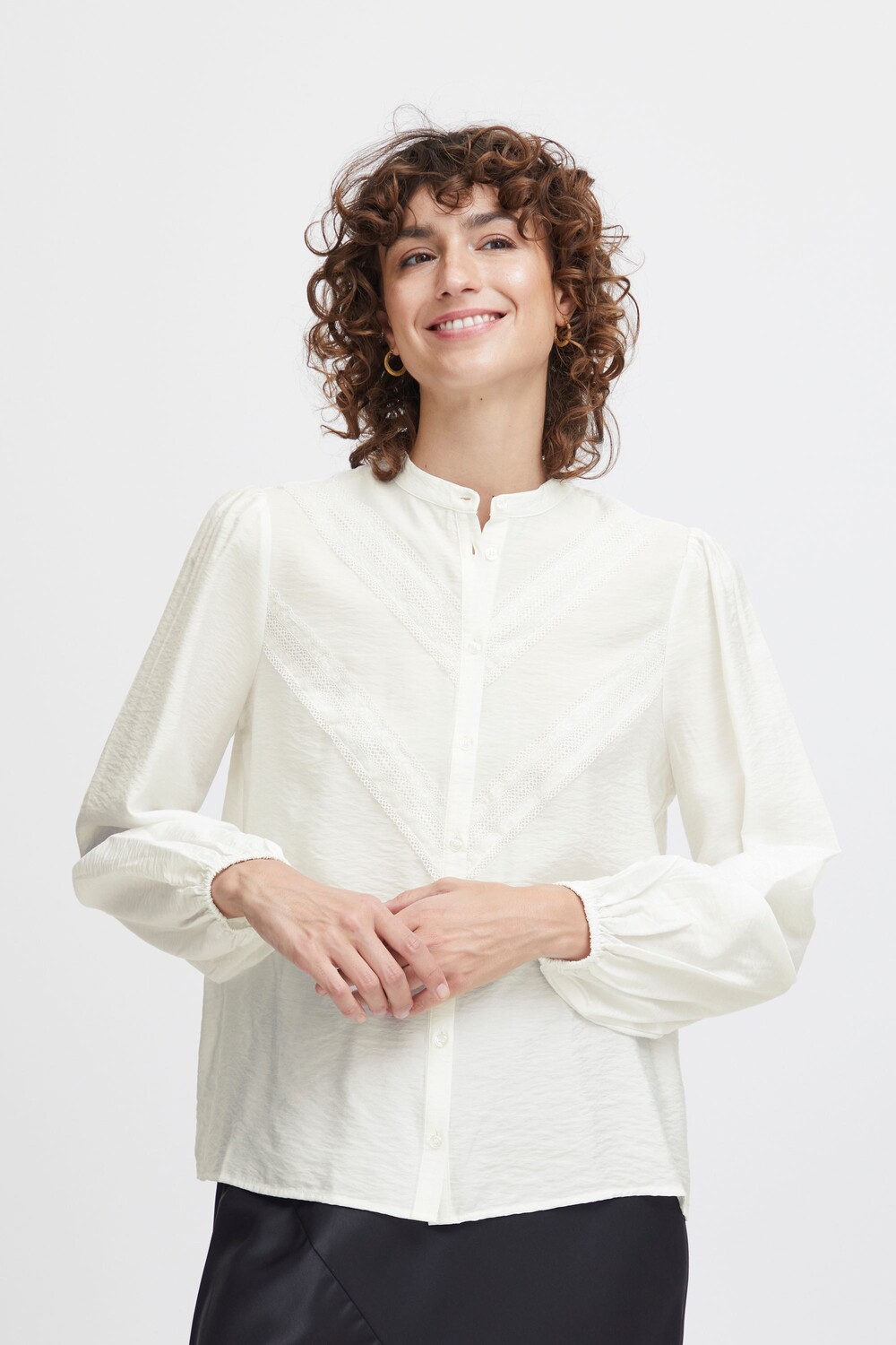 Блуза b.young Langarm BYILANO LACE SHIRT, белый