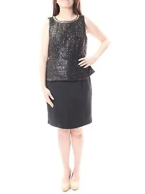 SPENCE Женское черное платье без рукавов до колена с баской для миниатюрных Размер: 2