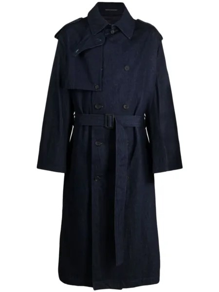 Yohji Yamamoto тренч с классическим воротником, синий