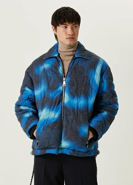 Синее стеганое пальто с узором в стиле батик Khrisjoy