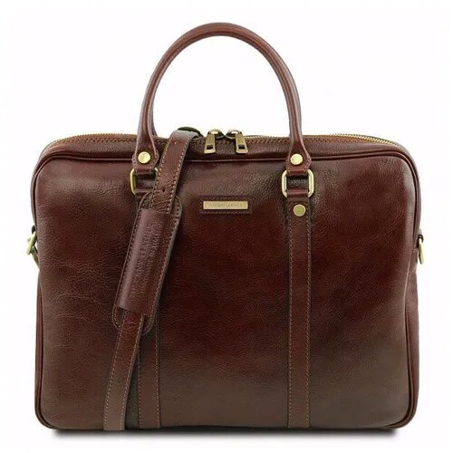 Мужская кожаная деловая сумка Tuscany Leather Prato TL141283 коричневый