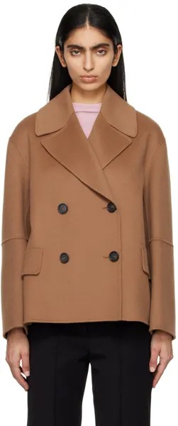 Светло-коричневый двубортный пиджак Max Mara