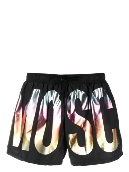 Moschino плавки-шорты с кулиской и логотипом, черный