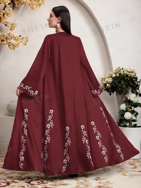 Куртка длинная женская Shein Najma с расклешенными рукавами, красный