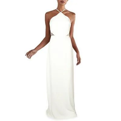 Halston Womens White Illusion Long Gown Evening Dress 4 BHFO 2698