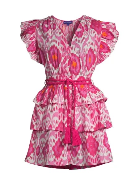 Ярусное мини-платье Hunan с поясом Ro's Garden, розовый