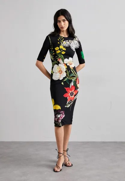 Платье из джерси DELORA MOCK NECK MIDI Alice + Olivia, цвет black