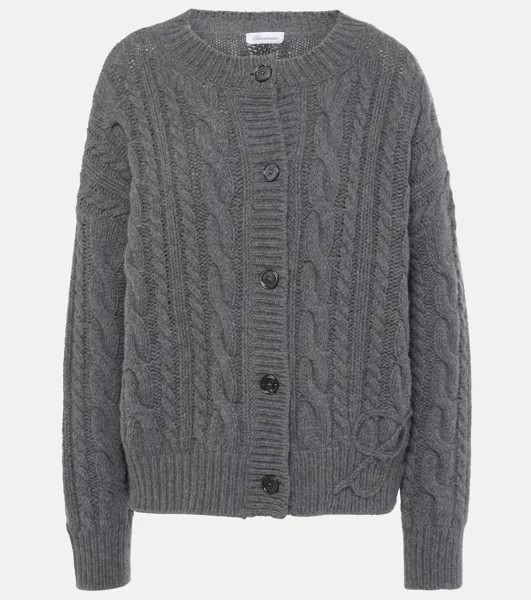 Кардиган косой вязки из шерсти и кашемира Blumarine, серый
