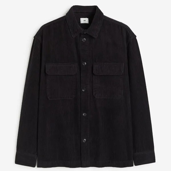 Куртка рубашка H&M Relaxed Fit Corduroy, черный