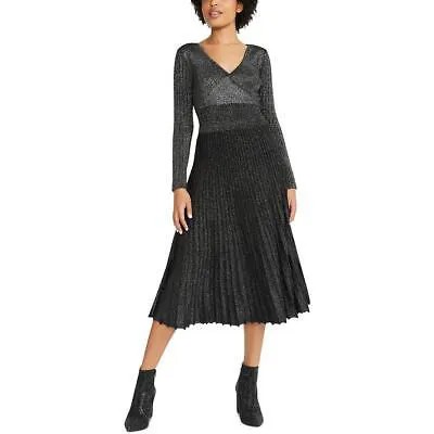 Женское плиссированное платье-свитер миди черного цвета металлик Betsey Johnson S BHFO 4152