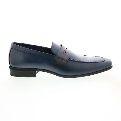 Мужские синие кожаные лоферы и слипоны Bruno Magli Mineo MB1MINN0 Penny Shoes 13