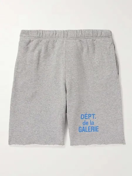 Прямые шорты из хлопкового джерси с бахромой и кулиской с логотипом GALLERY DEPT., серый