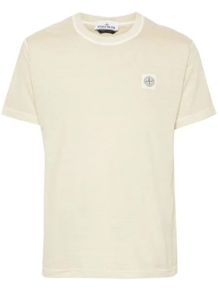 Stone Island футболка из хлопка с аппликацией «Компас», нейтральный цвет