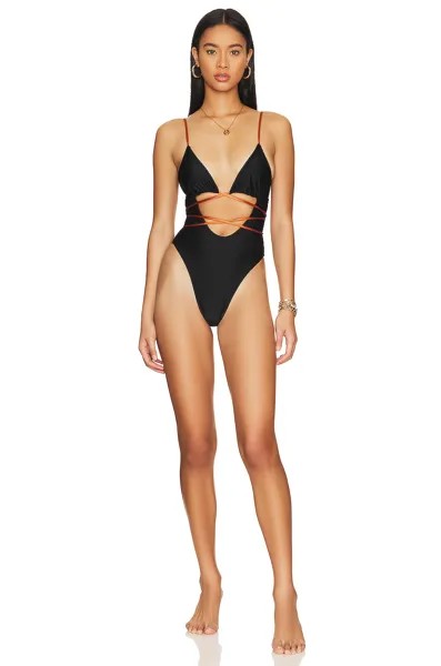 Купальник Camila Coelho Angelo, цвет Black & Camel