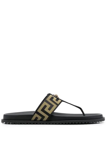 Versace шлепанцы с узором Greca, черный