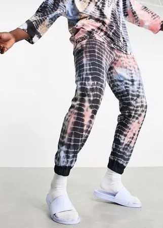 Суженные книзу джоггеры с принтом тай-дай от комплекта ASOS DESIGN-Многоцветный