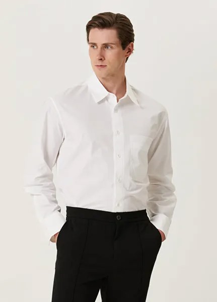 Белая рубашка с вышитым логотипом Solid Homme