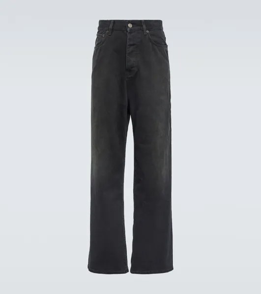 Широкие брюки из хлопка со средней посадкой Balenciaga, черный