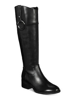 ALFANI Женские черные кожаные ботинки для верховой езды с круглым носком и наборным каблуком на молнии 5.5
