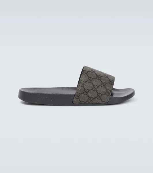 Парусиновые шлепанцы GG Supreme Gucci, серый