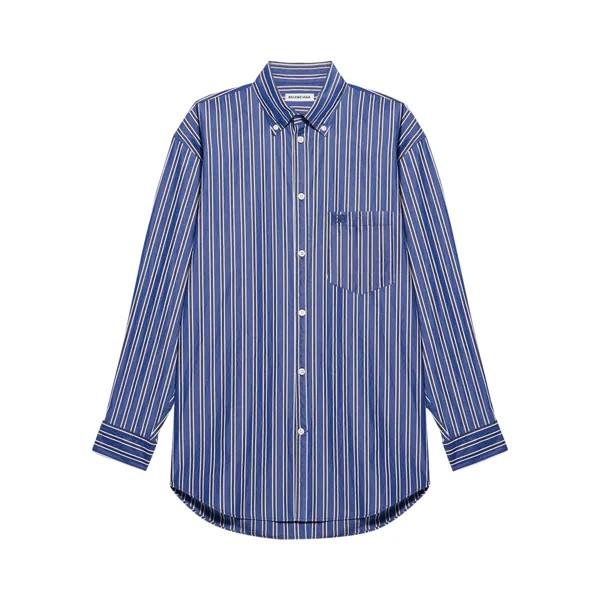 Рубашка большого кроя в полоску Balenciaga, темно-синий/светло-серый