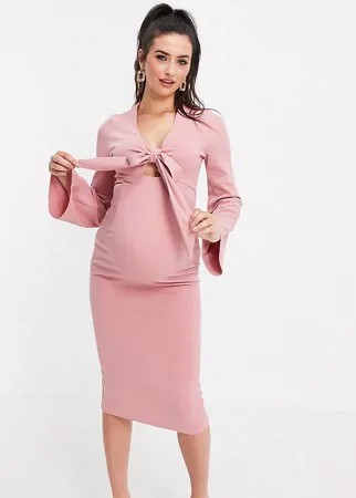 Розовое платье с глубоким вырезом и рукавами-кимоно ASOS DESIGN Maternity-Multi
