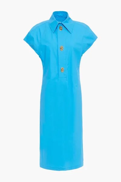 Платье-рубашка миди из хлопка с покрытием BOTTEGA VENETA, лазурный